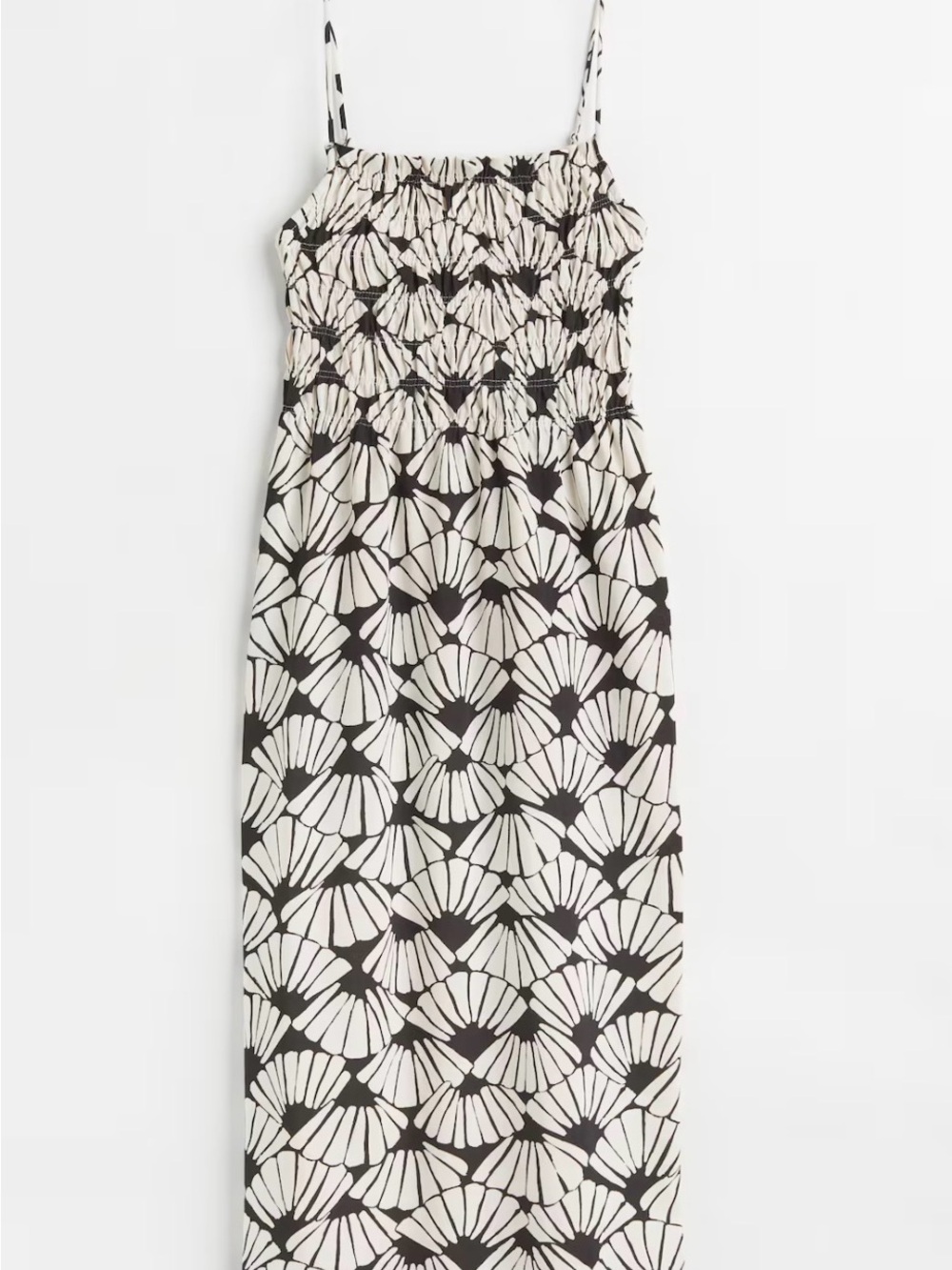 H&M Black & White Fan Print Cotton Midi Sundress